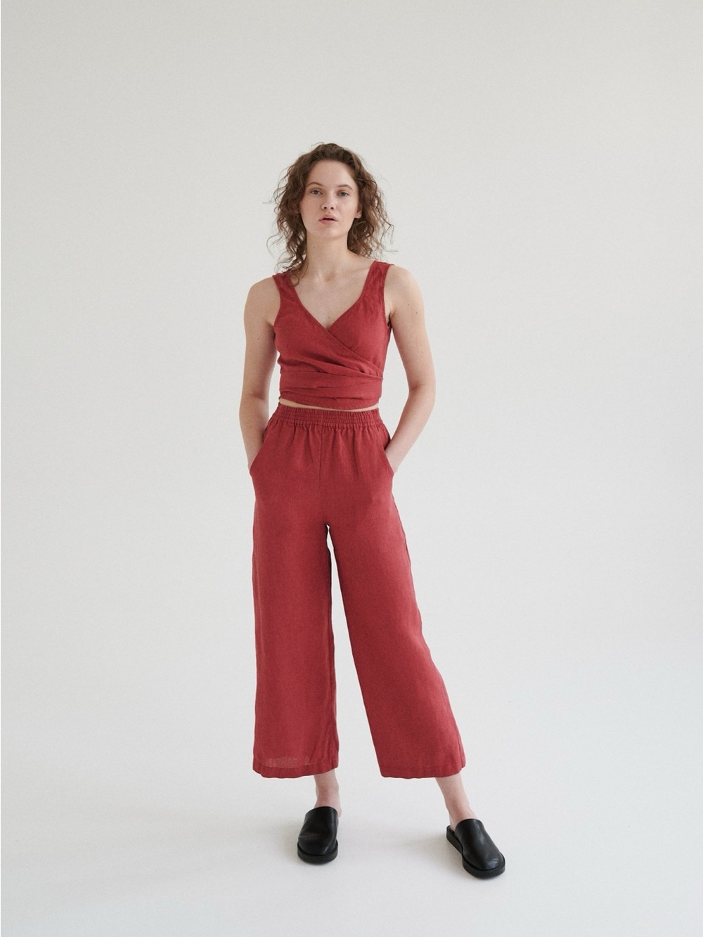 Linenfox Ocean pants in Chili Red